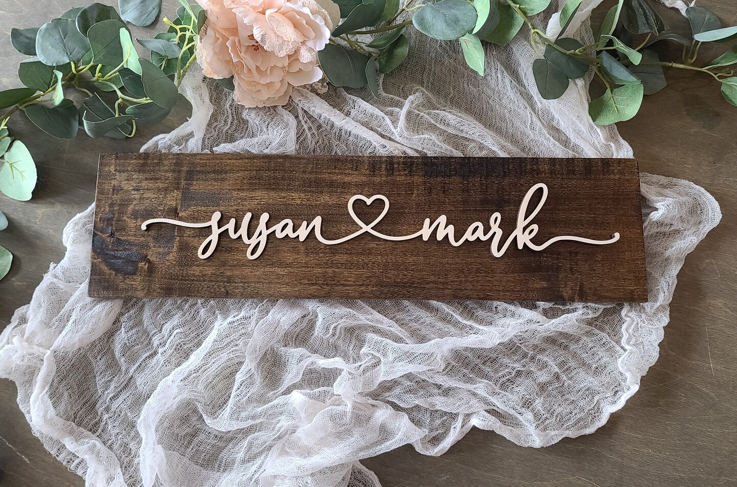 Name signs 3D laser cut names, connecting heart, offers valentines day gifts, home decor wood signs, anniversary gift, couples gift.