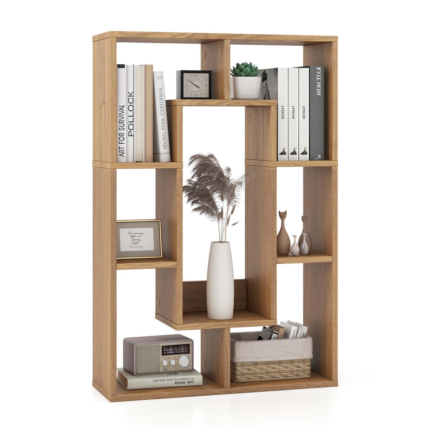 Costway 7-Cube Geometric Bookshelf with Anti-Toppling Device