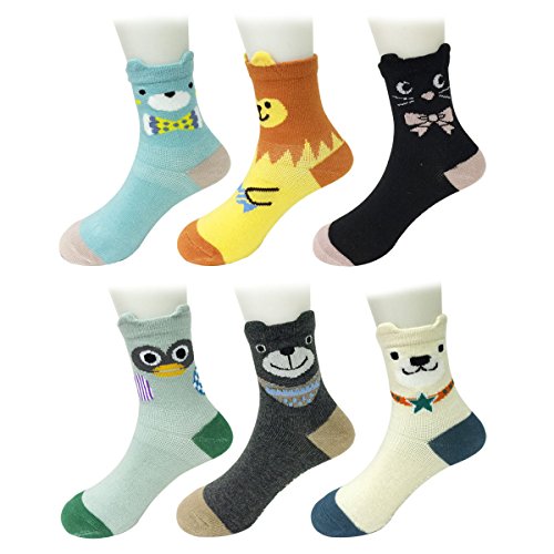 Wrapables Peek A Boo Animal Non-Skid Toddler Socks (Set of 6), Bears and Buddies Large