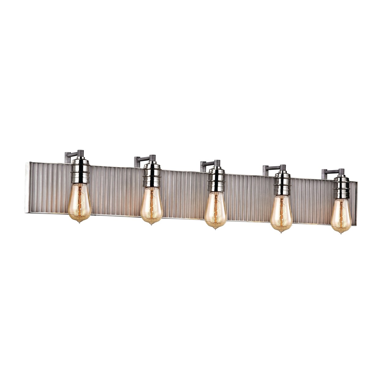Corrugated Steel 40 Wide 5-Light Vanity Light - Polished Nickel
