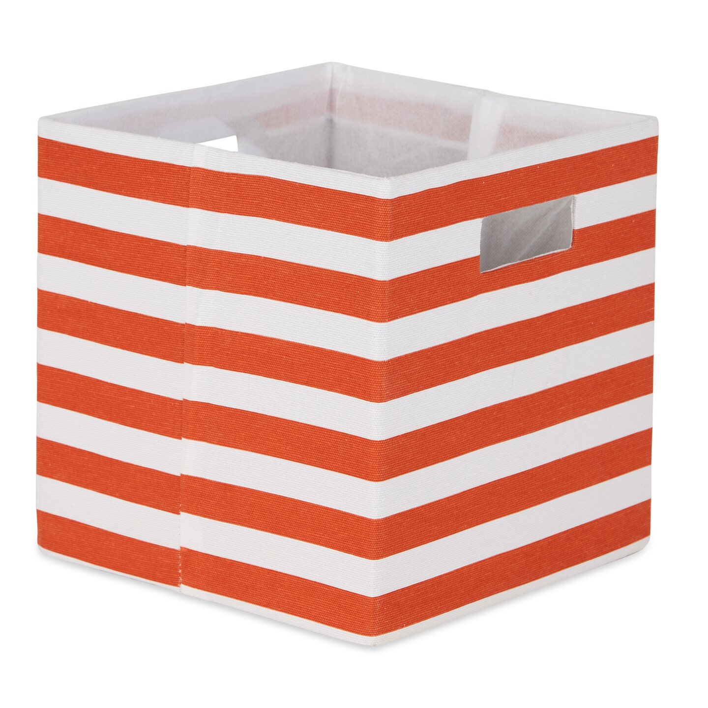 Contemporary Home Living Striped Square Storage Bin - 13&#x22; - Red and white