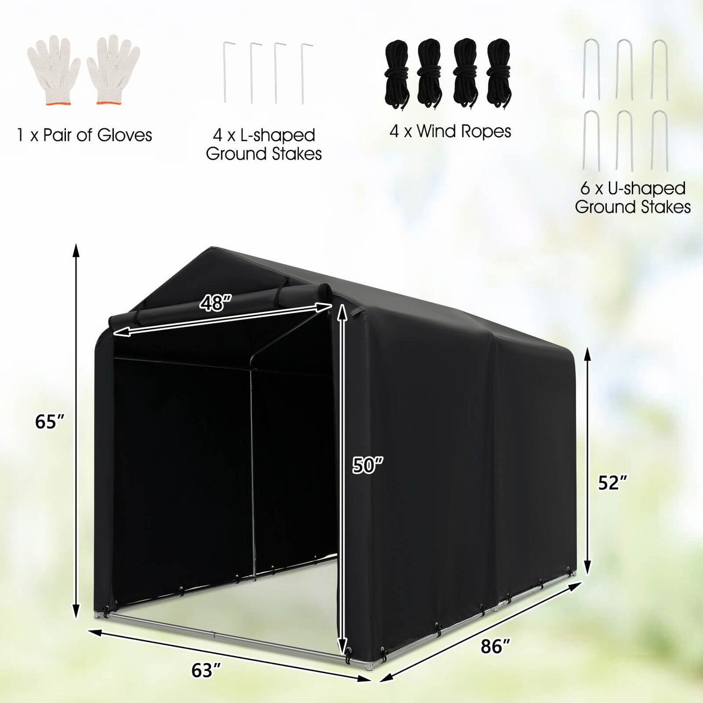 Costway 7 x 5.2&#x27; Heavy Duty Storage Shelter Outdoor Bike Storage Tent with Waterproof Cover