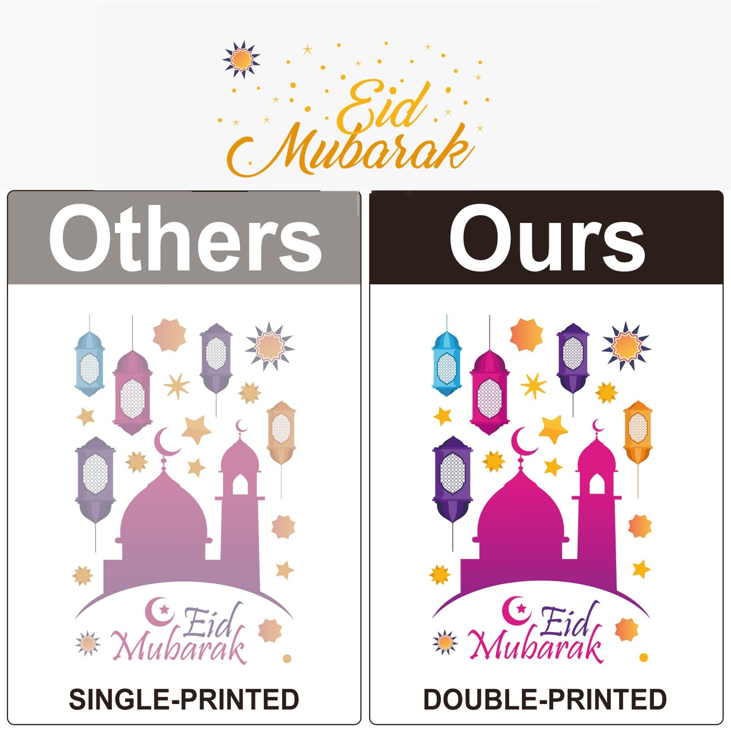 Eid Mubarak Window Stickers Party Supplies Decorations Muslim Happiness Ramadan Eid Al-fitr Window Decor for Home Window Stickers