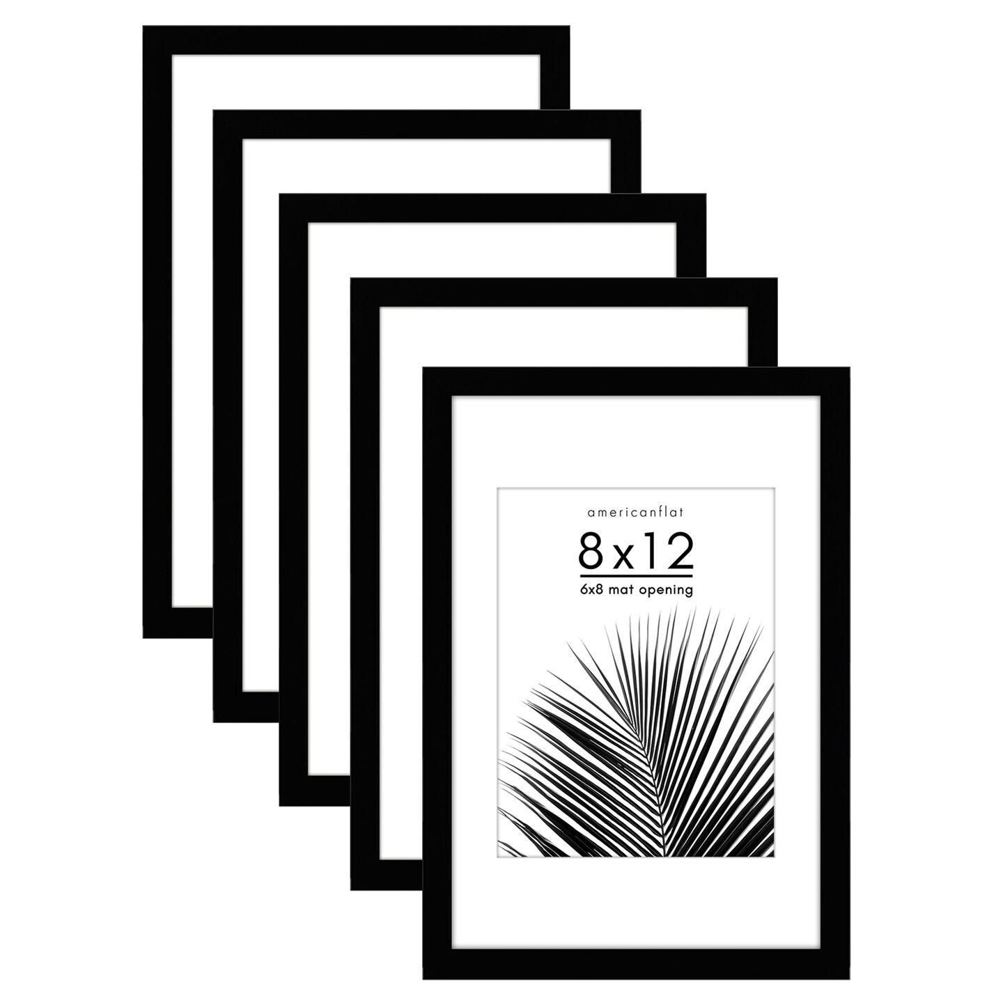 Americanflat Picture Frame Set with Mat - Set of 5 - Photo Frame Set of Five for Wall Display - Plexiglass Cover - Hanging Hardware