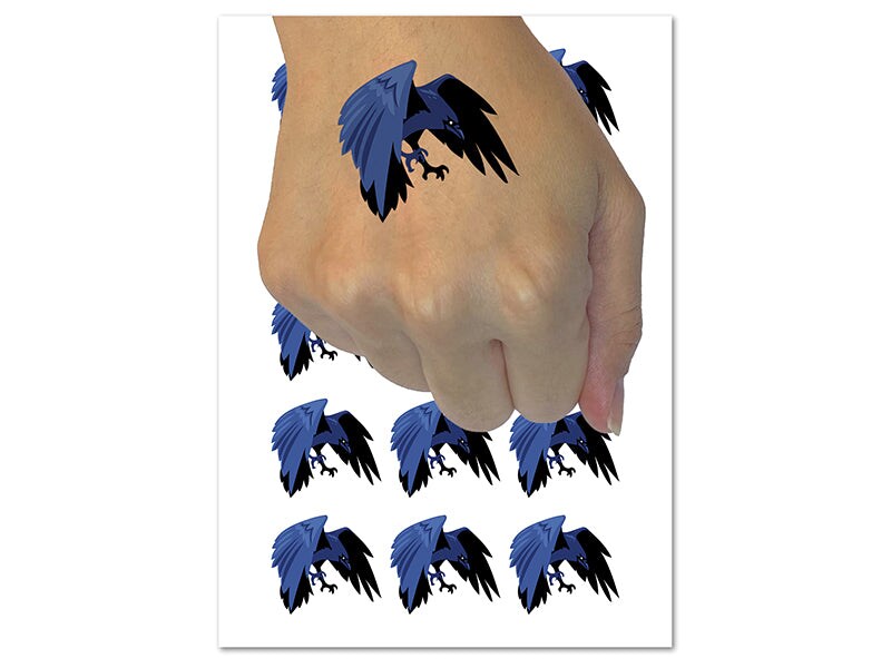 Bird Crow Raven Flying Landing Temporary Tattoo Water Resistant Fake Body Art Set Collection 1 8636