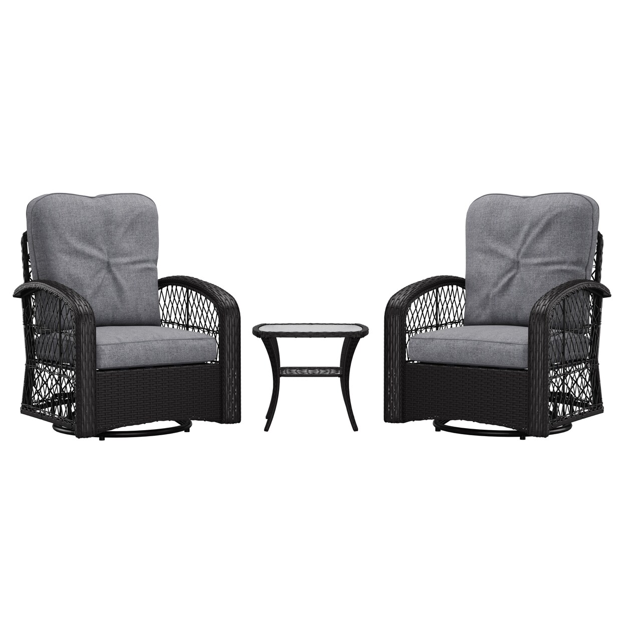Corliving Maybelle Swivel Patio Chairs Set 3Pc