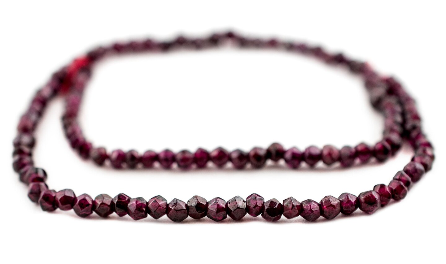TheBeadChest Faceted Round Almandine Garnet Beads 5mm Purple Gemstone 14 Inch Strand