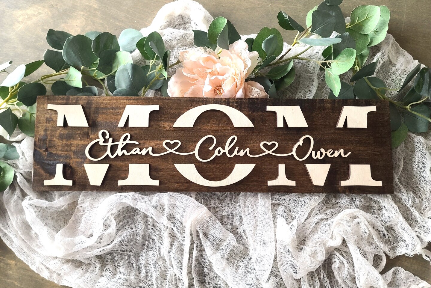 Personalized 3D Mom Sign with Kid's Names - Custom Mother's Day Gift ...