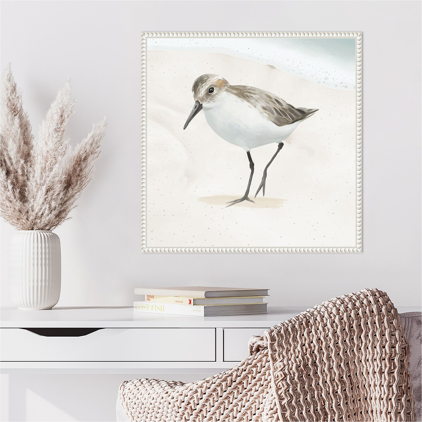Sandpiper on the Beach II by Lucca Sheppard Framed Canvas Wall Art
