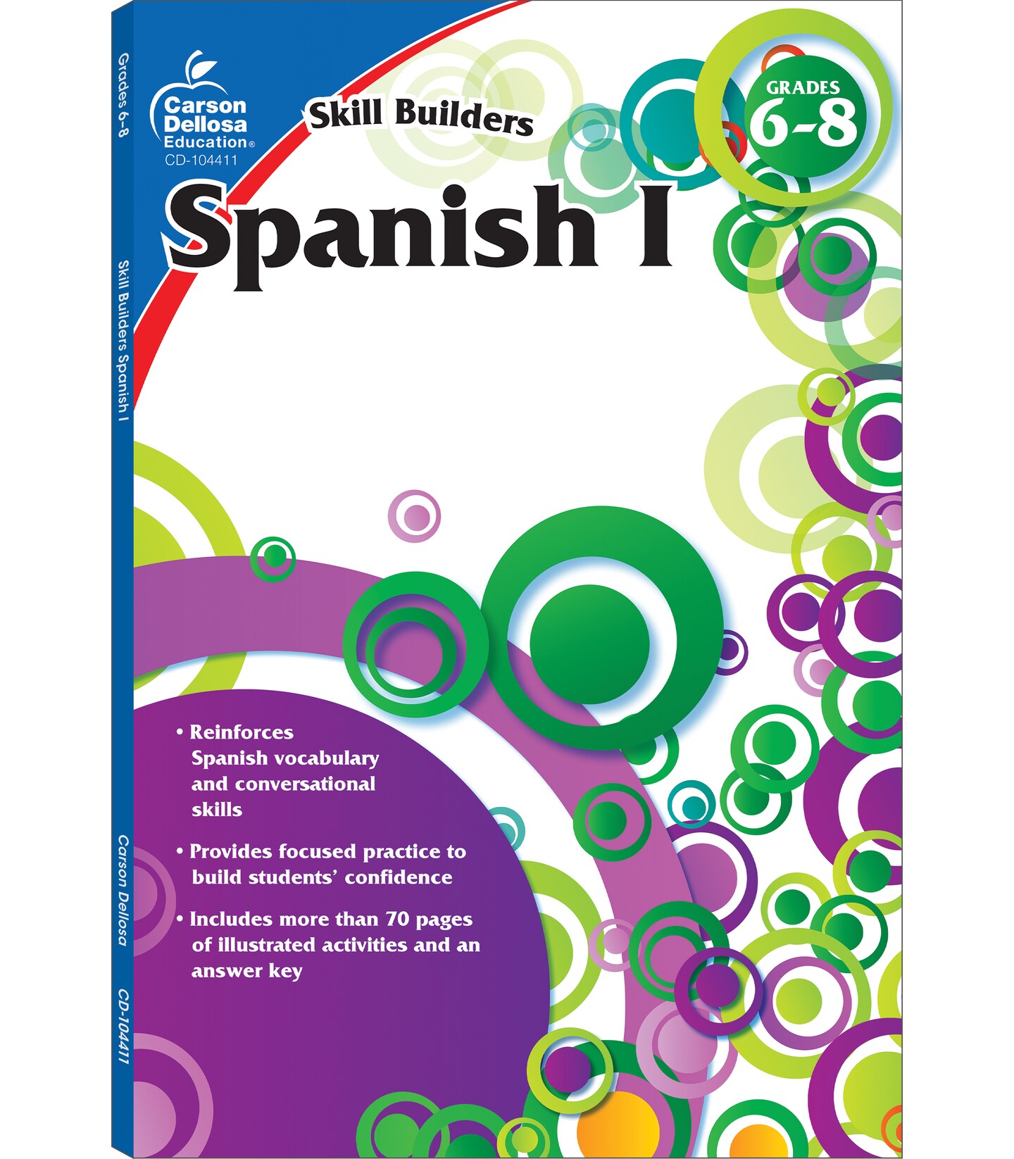 Carson Dellosa Skill Builders Spanish Workbook for Kids Grades 6-8, Spanish Vocabulary Builder for Kids Ages 11-14, 6th, 7th, and 8th Grade Spanish Workbook, Learn Spanish Phrases, Questions &#x26; More
