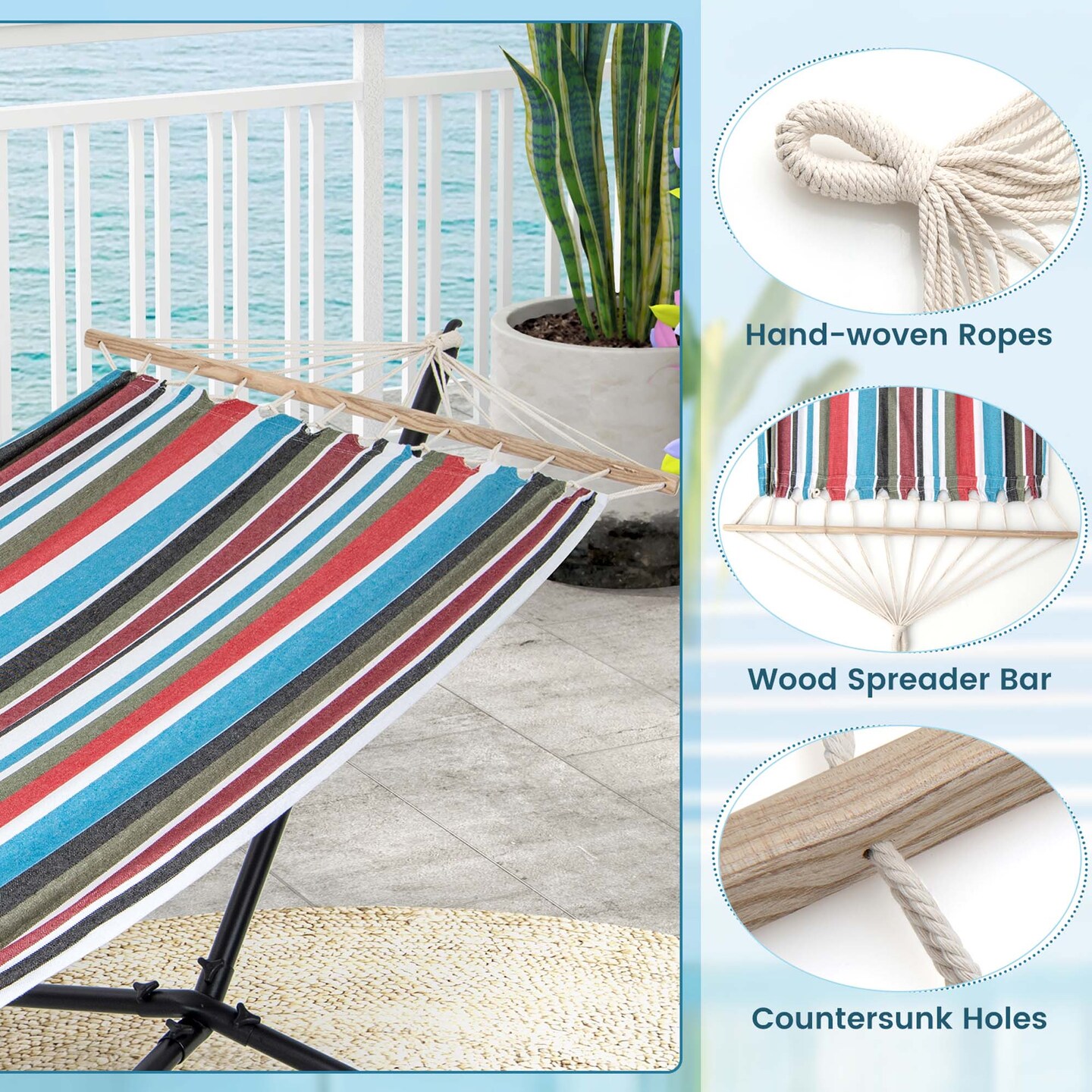 Costway 10.5FT Heavy Duty Stand with Portable Hammock, Stand & Carrying Case for Garden