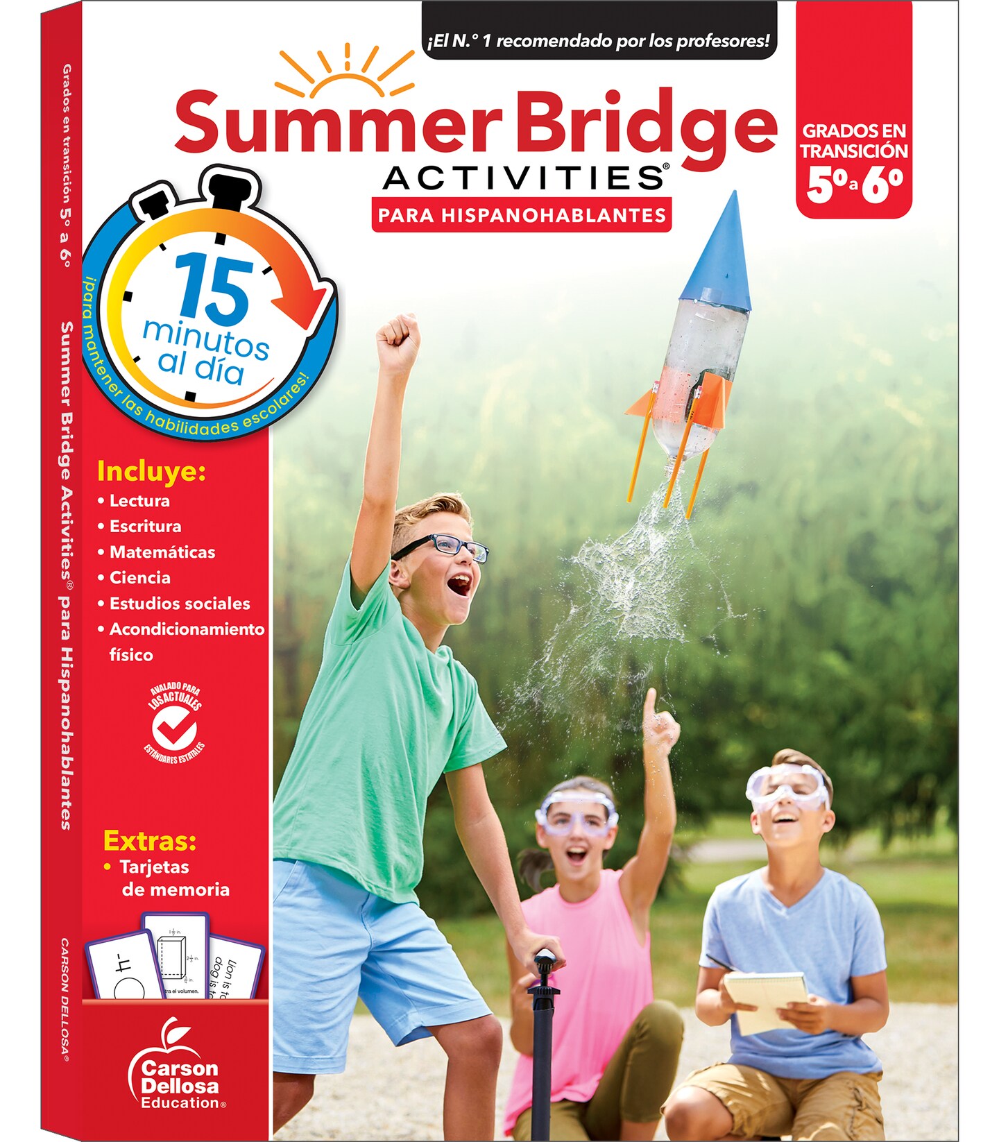 Summer Bridge Activities Spanish Workbook, Bridging Grade 5 to 6 in Just 15 Minutes a Day, Reading, Writing, Math, Science, Social Studies, Summer Learning Activity Book With Spanish Flash Cards
