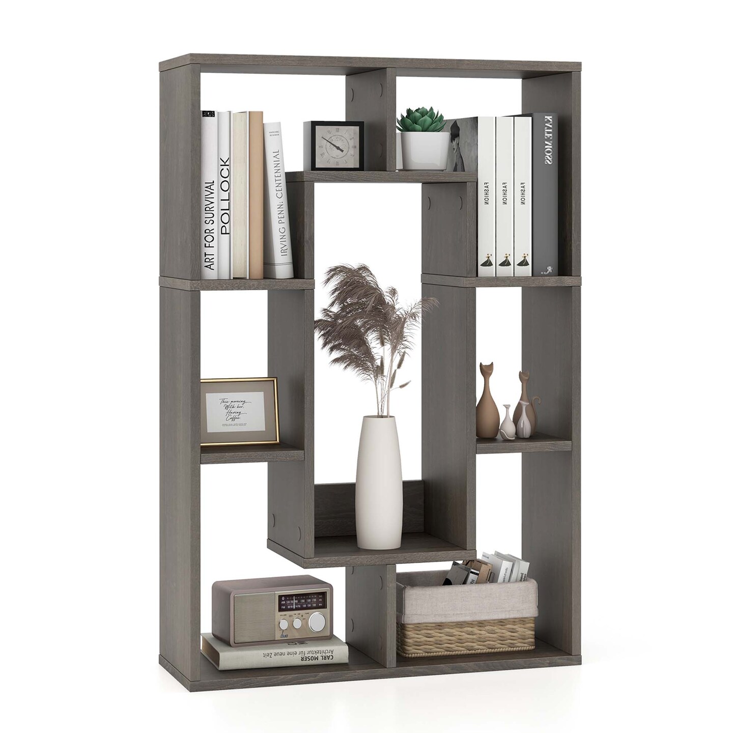 Costway 7-Cube Geometric Bookshelf with Anti-Toppling Device