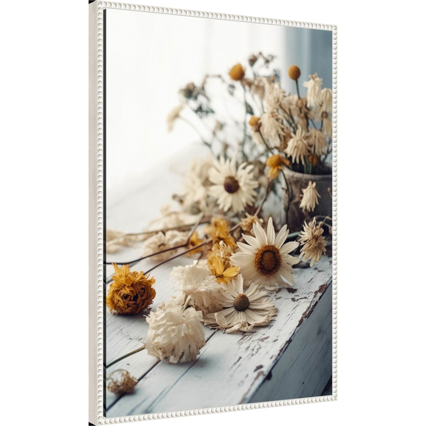 Dry Flowers Arrangement by Treechild  Framed Canvas Wall Art