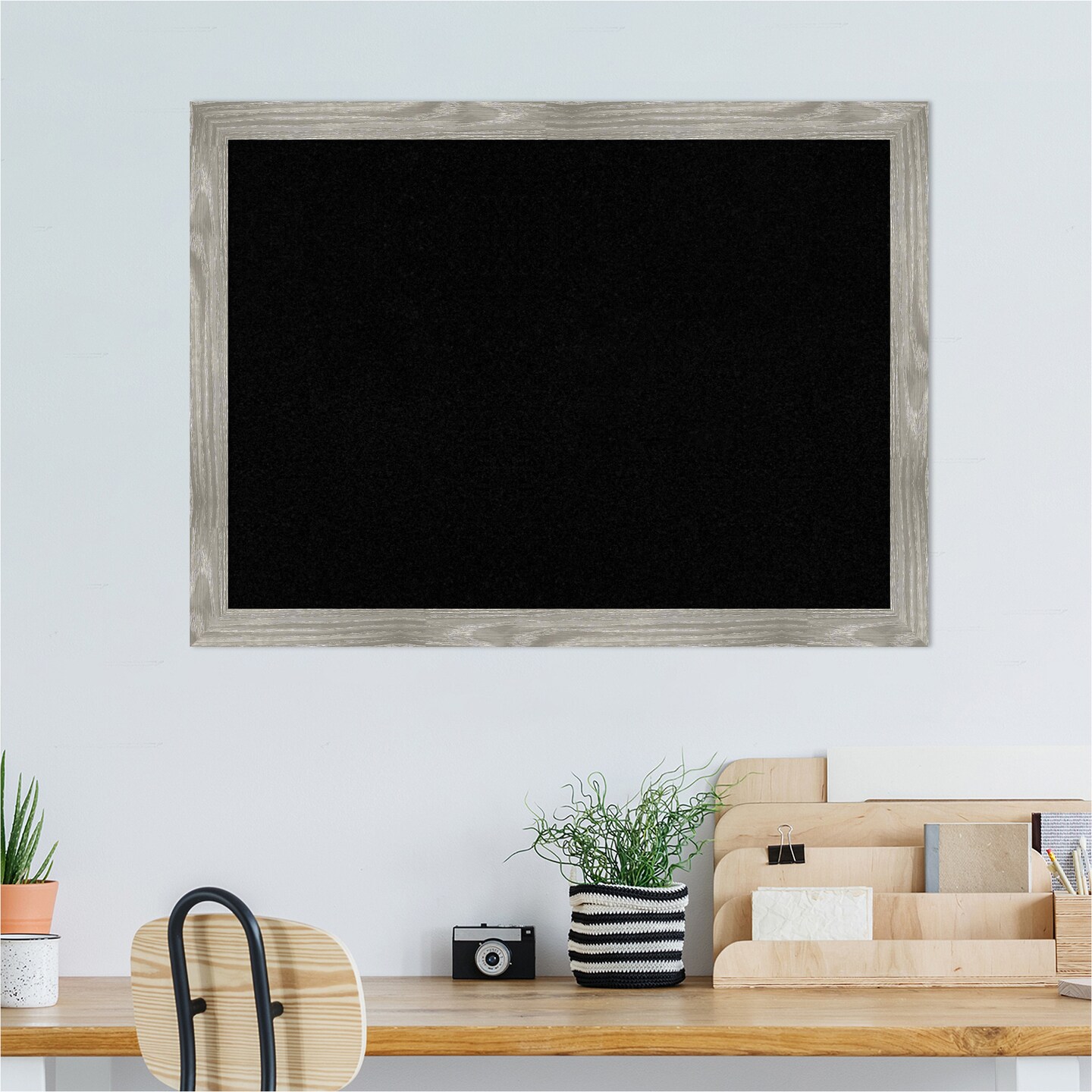 Dove Greywash Square Framed Corkboard, Black Cork