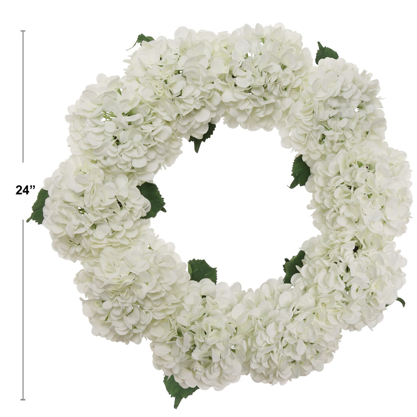 Cloud White Hydrangea Wreath: 24" Wide, Grapevine Ring, Floral Home by Artificial Flowers