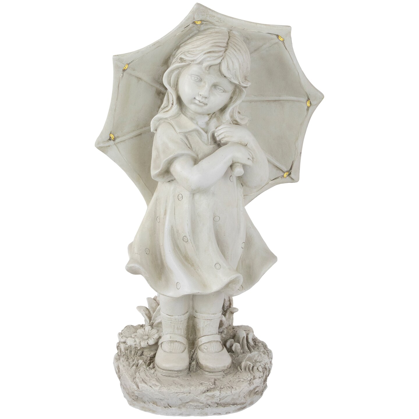 Northlight 18&#x22; Solar LED Lighted Girl with Umbrella Outdoor Garden Statue