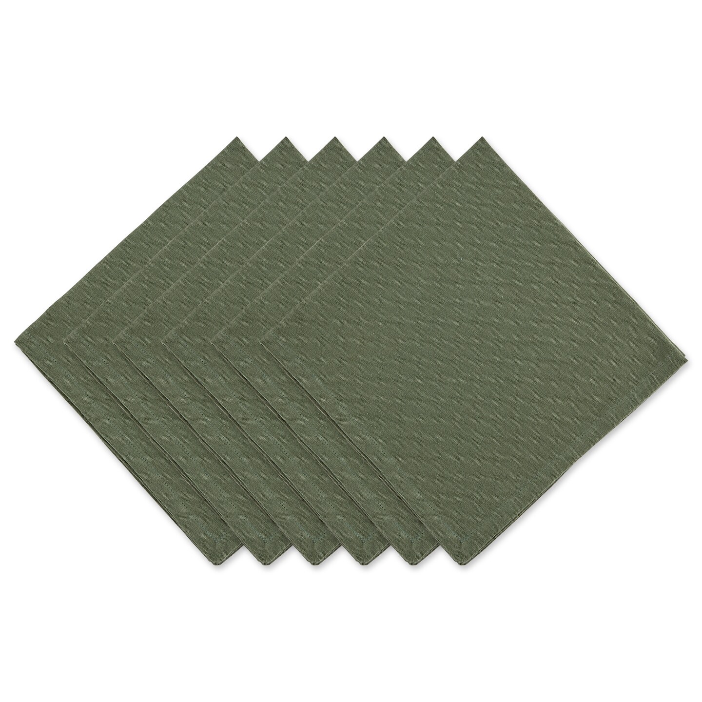 Contemporary Home Living Set of 6 Green Square Cloth Napkins 20&#x22;