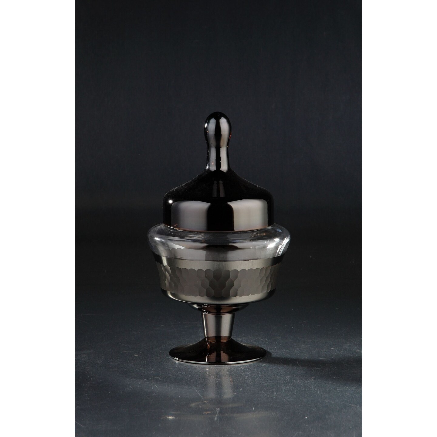 CC Home Furnishings 11.5&#x22; Black Candy Dish Jar with Finial Lid