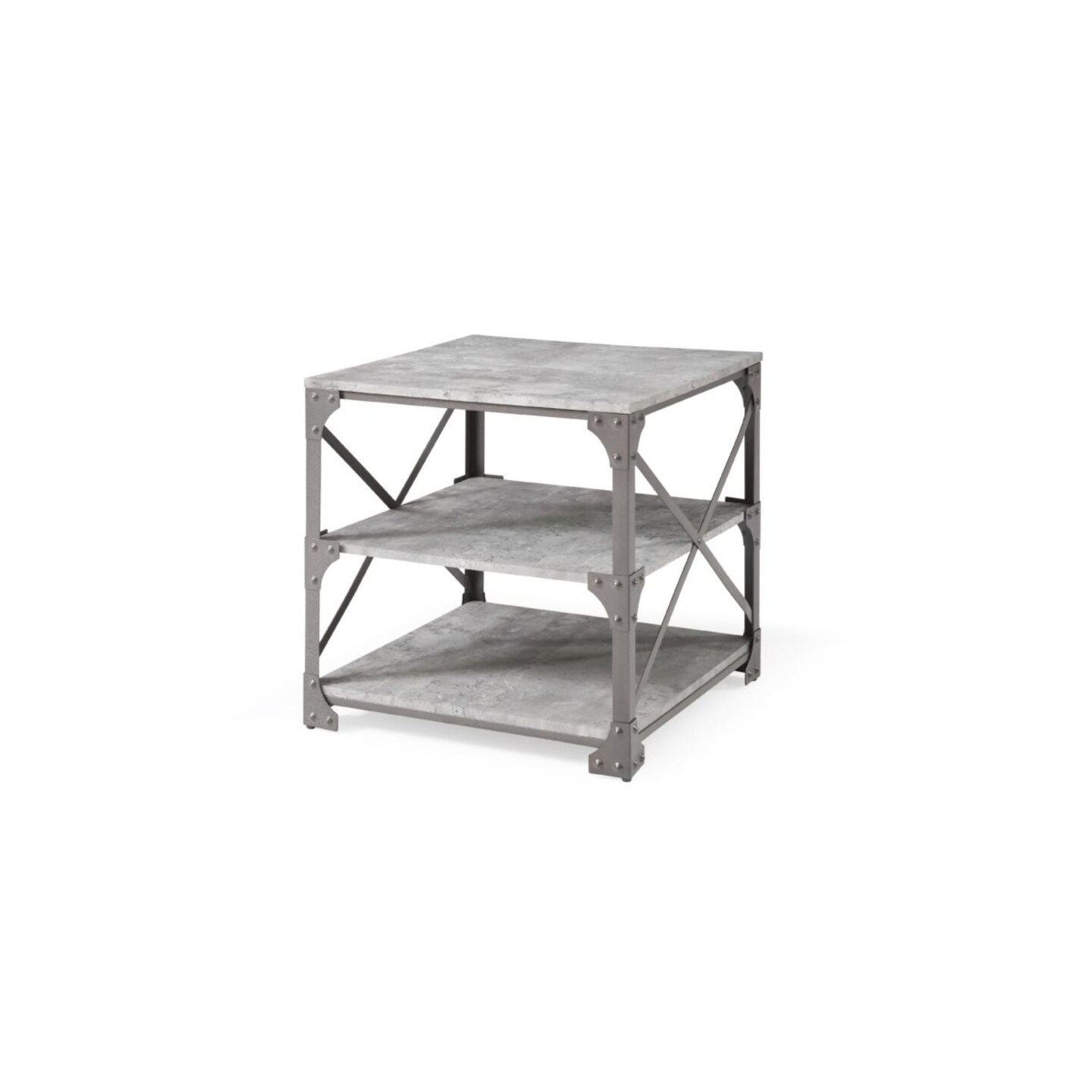 Contemporary Home Living 24" Gray 3 Tier Minimalist Square End Table