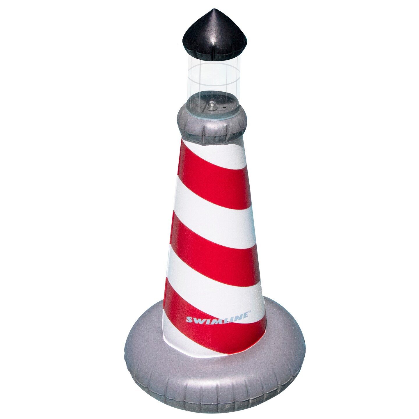 Swimline 43.5” LED Red and White Striped Lighthouse Swimming Pool Float