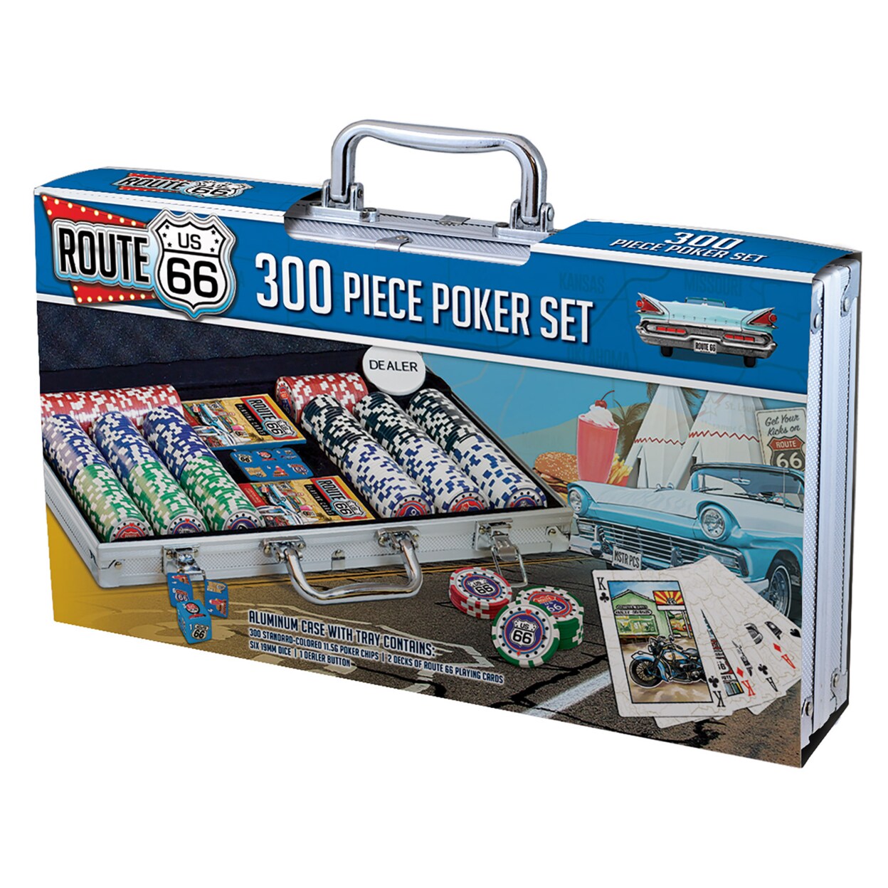 MasterPieces   Casino Style 300 Piece Poker Chip Set - Route 66 Theme