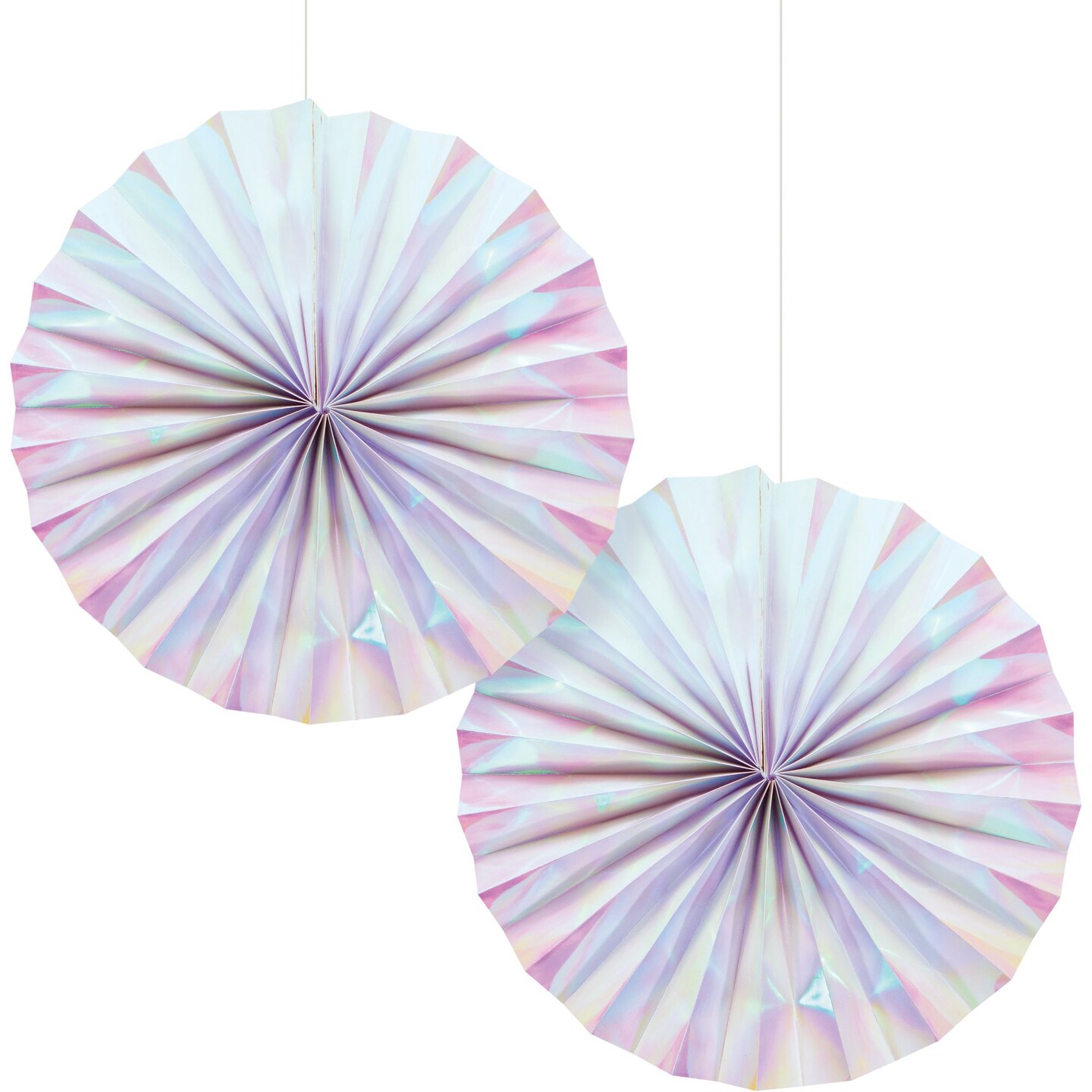 Party Central Club Pack of 24 Pink and White Hanging Party Fans 12&#x201D;