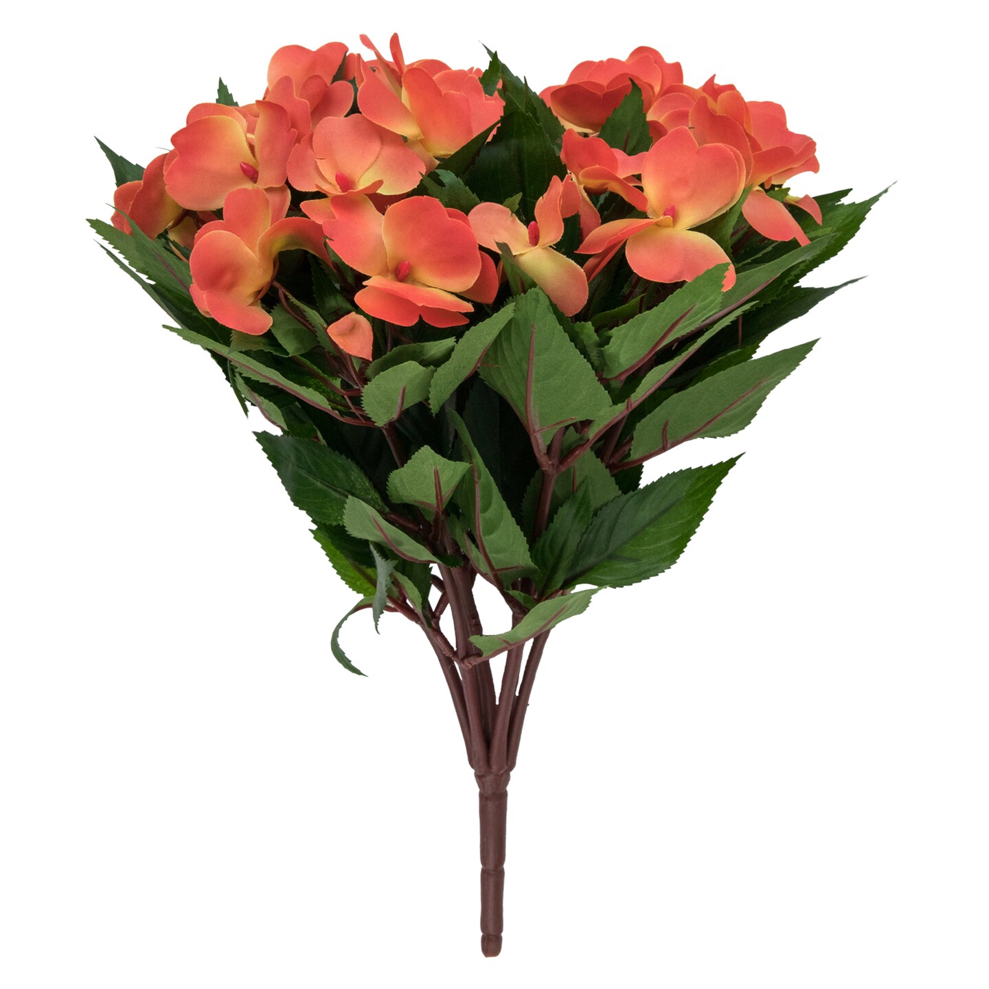 Allstate 13.5&#x22; Orange New Guinea Impatiens Artificial Floral Bush