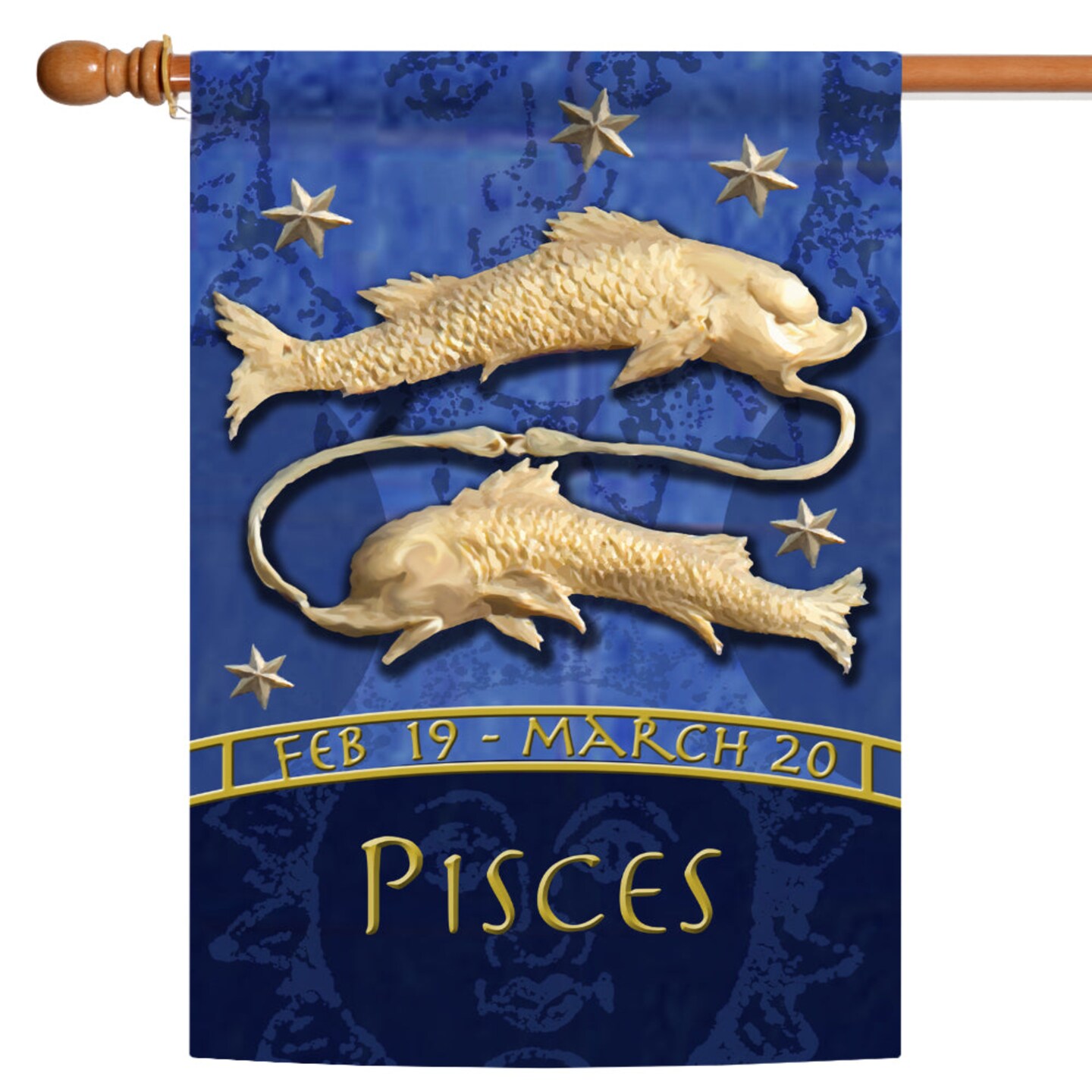 Toland Home Garden Blue and Gold Pisces Zodiac Outdoor House Flag 40&#x22; x 28&#x22;