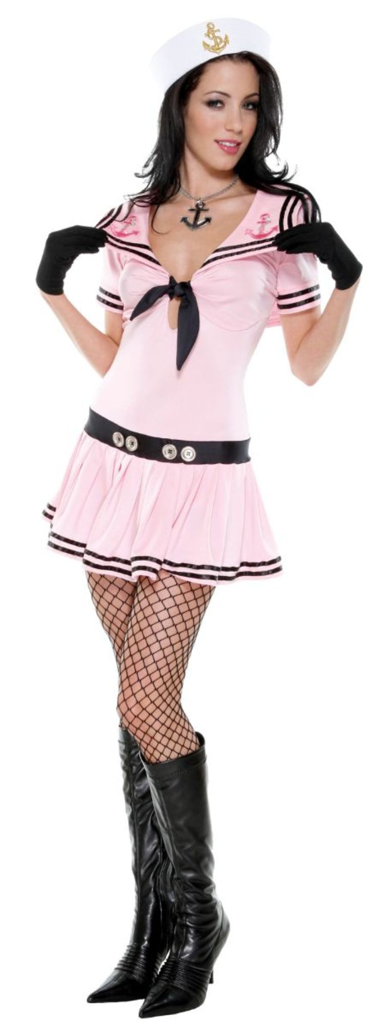 The Costume Center Pink and Black Sassy Sailor Women Adult Halloween Costume - Medium