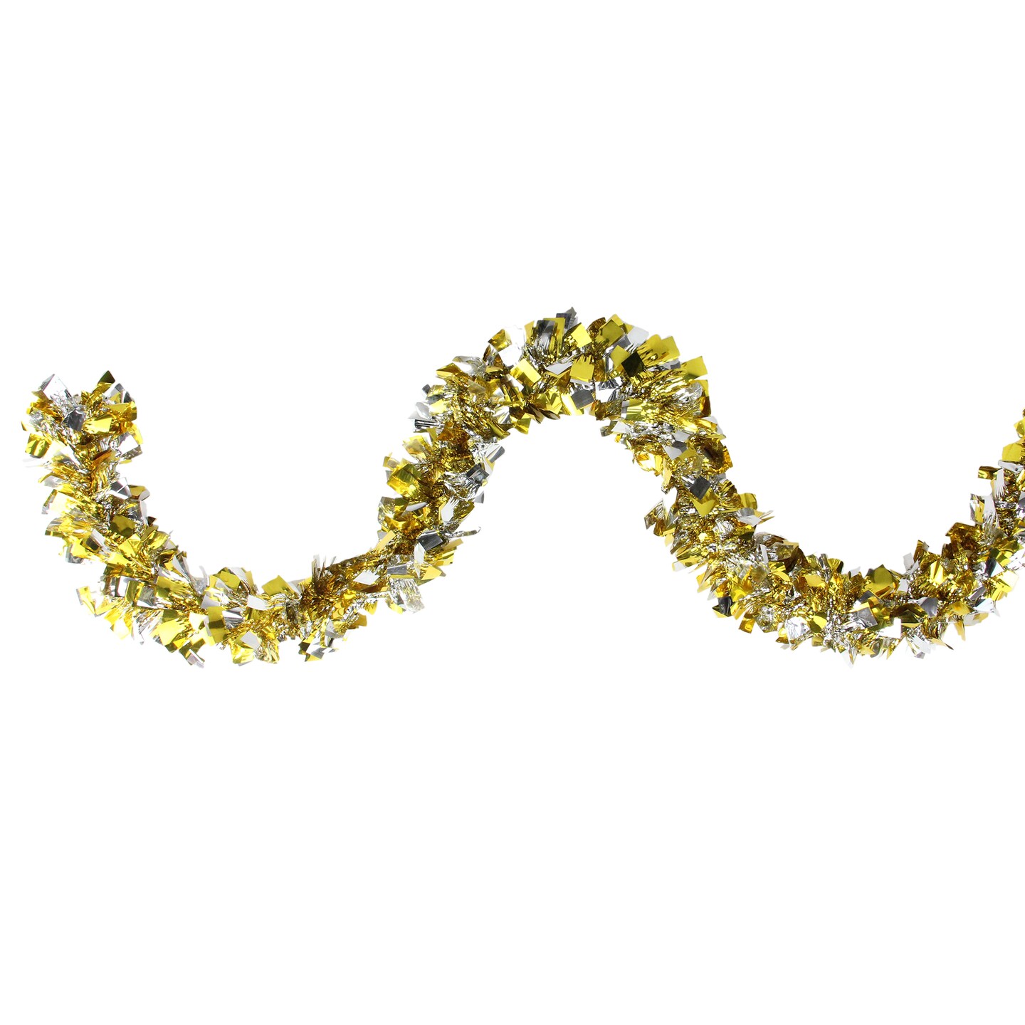 Northlight 12&#x27; x 4&#x22; Gold and Silver Boa Wide Cut Tinsel Christmas Garland - Unlit