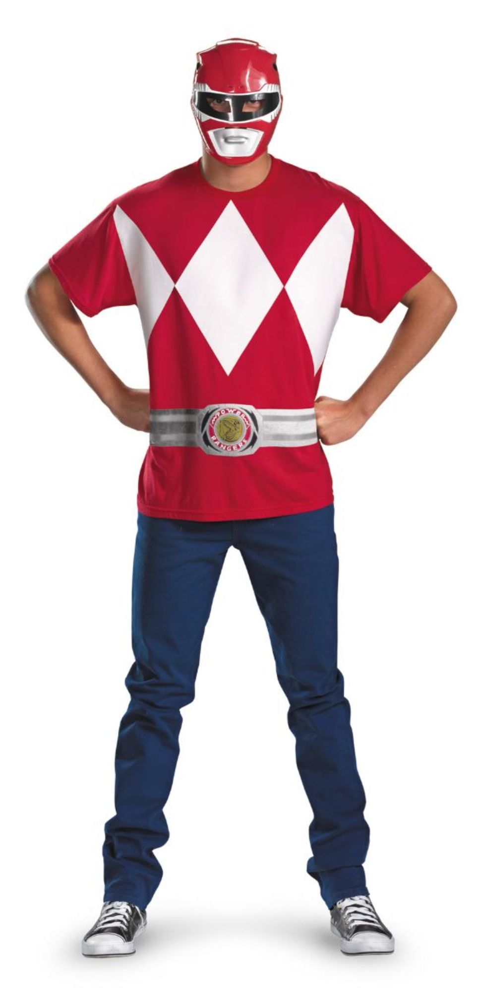 The Costume Center White and Red Power Ranger Men Adult Plus Size Halloween Costume