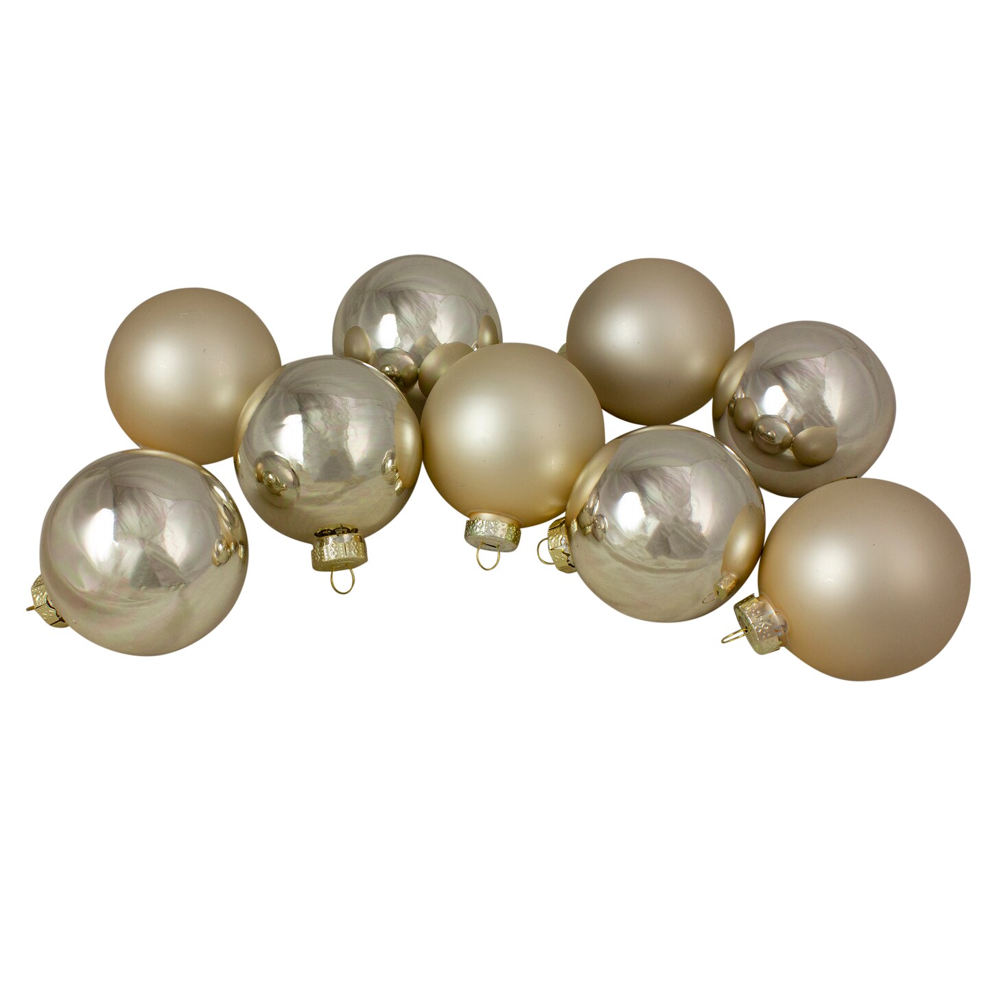 Northlight 2-Finish Glass Ball Christmas Ornaments - 2.5&#x22; (60mm) - Gold - 9ct