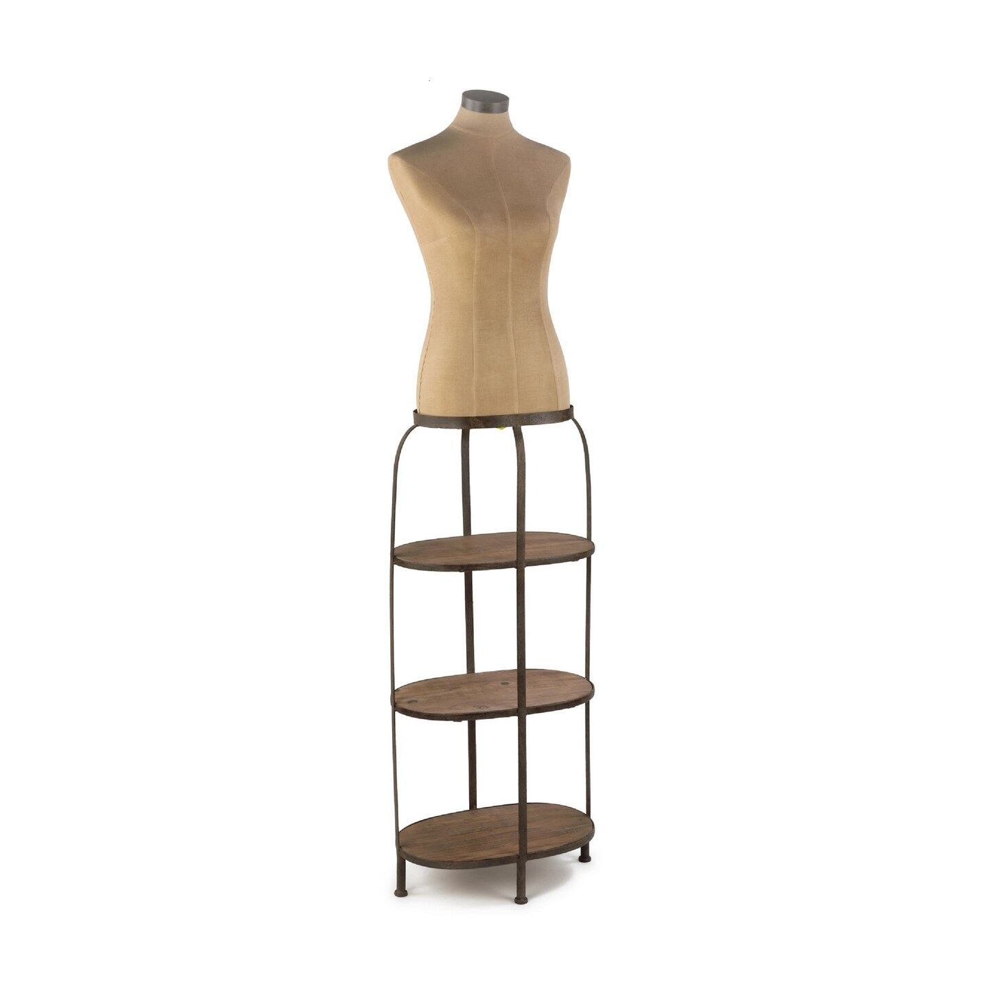Tripar International 68" Beige and Brown Modern Female Body Form with Three Wooden Shelves