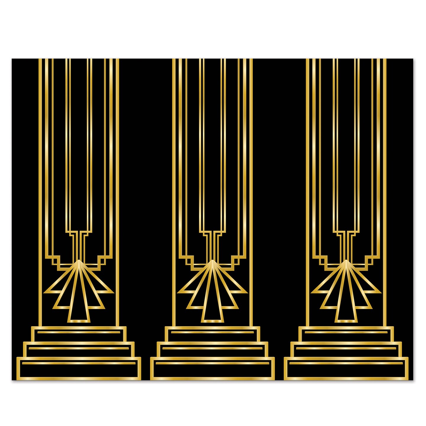 Party Central Pack of 6 Black and Gold Art Deco Backdrop Wall Decor 30&#x27;