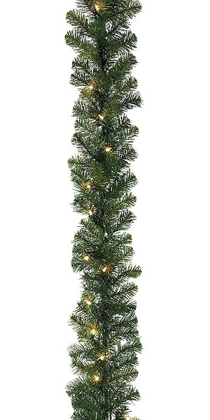 Allstate Pre-lit Windsor Pine Artificial Christmas Garland - 9' x 10" - Clear Lights