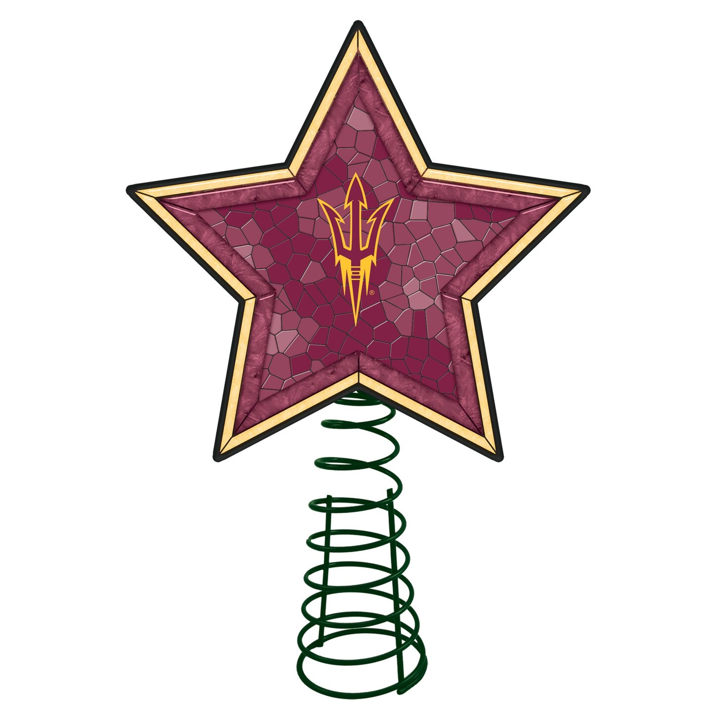 The Memory Company 10" Lighted Red and Gold Mosaic Style Star NCAA Arizona State Sun Devils Christmas Tree Topper