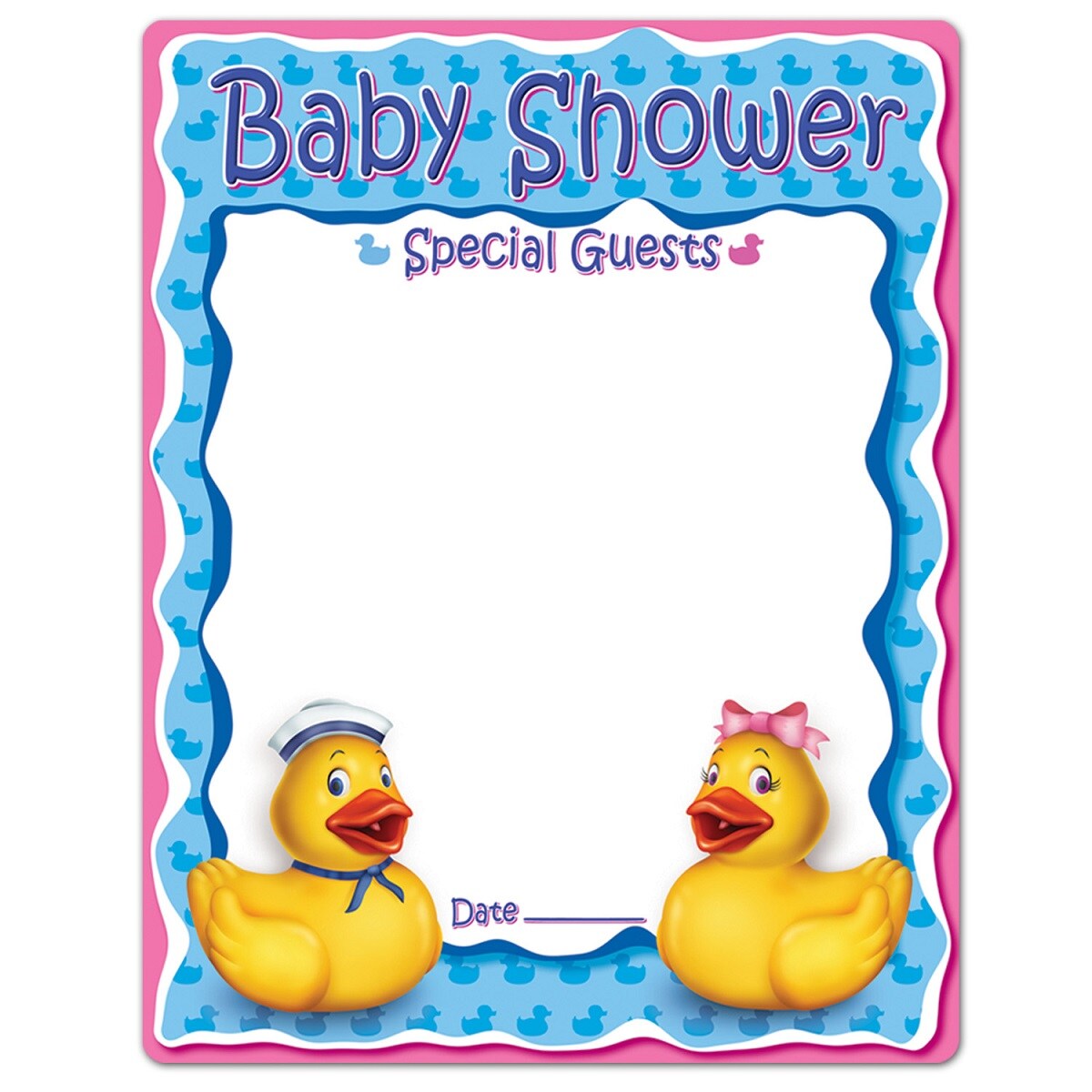 Beistle Club Pack of 12 White and Blue Cute Just Duckie Party-Graph Baby Shower Party Decorations 18&#x22;