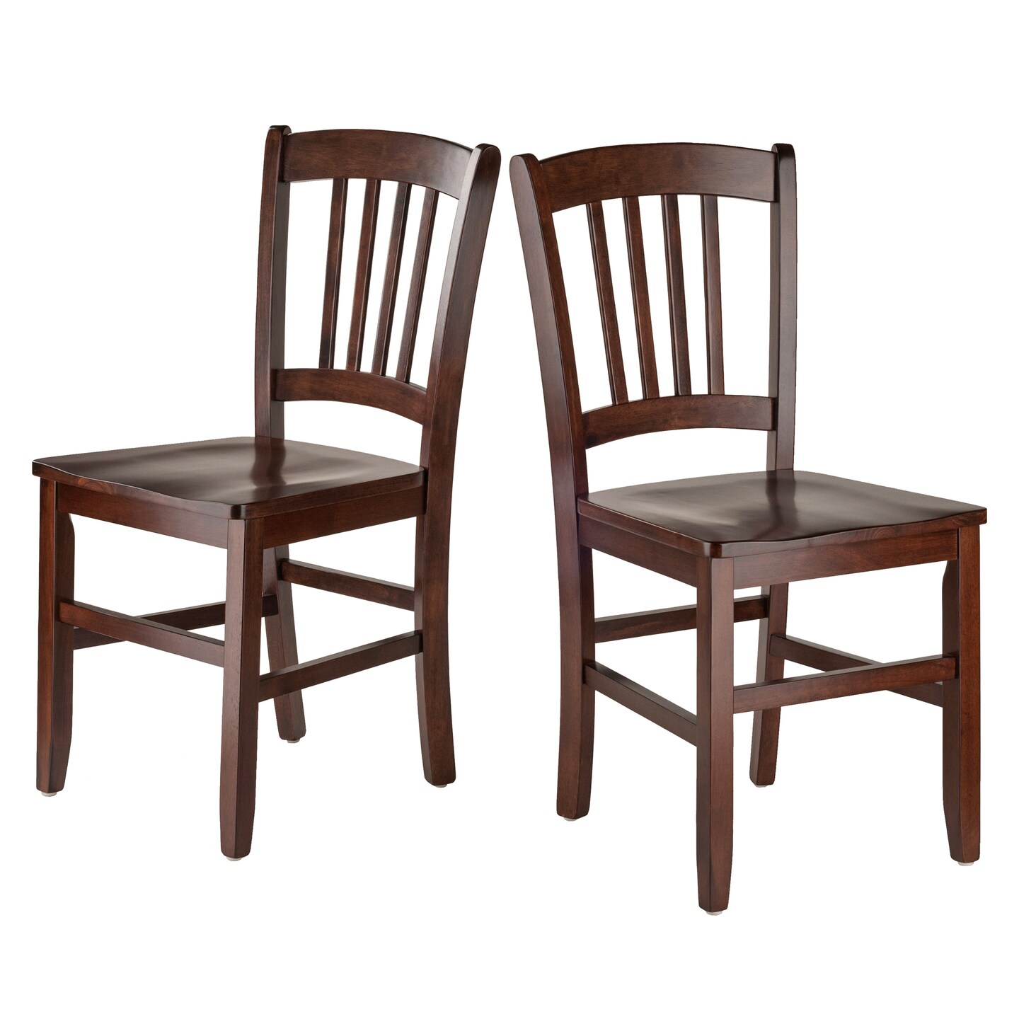 Contemporary Home Living Set of 2 Walnut Color Slat Back Design Wood Chair 34.5&#x22;