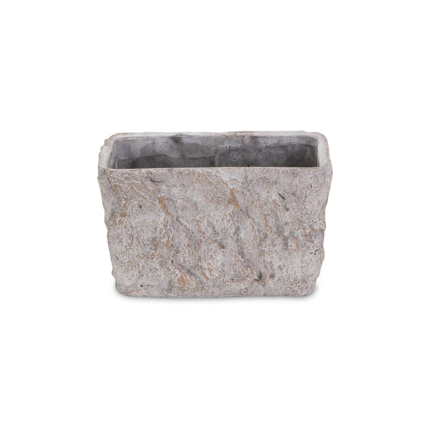 Contemporary Home Living 9&#x22; Gray Distressed Finish Rectangular Hollow Planter Pot