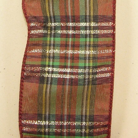 The Ribbon People Brown and Green Plaid Wired Craft Ribbon 2.5" x 40 Yards