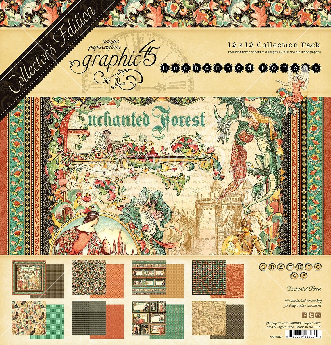Graphic 45 Collector's Edition Pack 12"X12"-Enchanted Forest