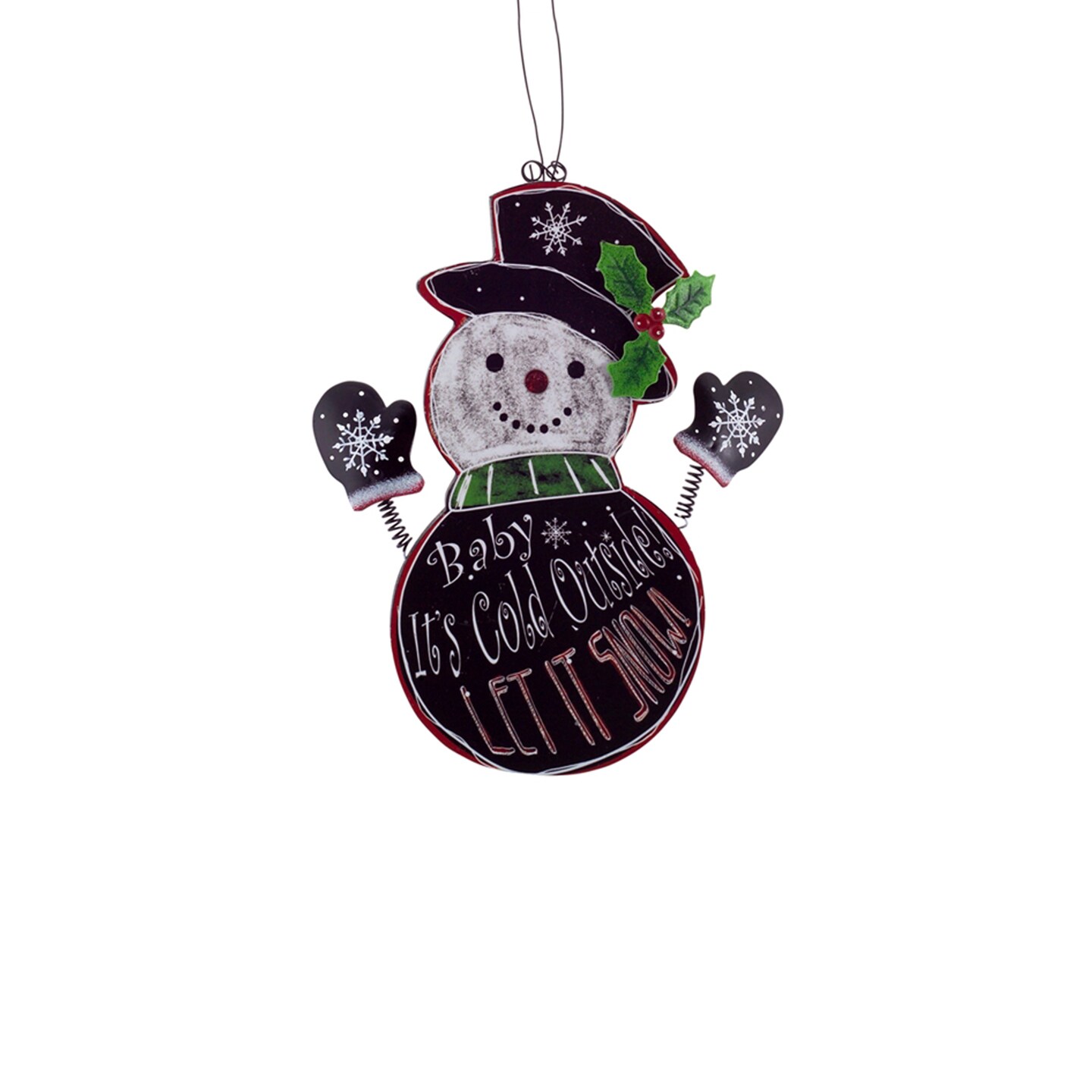 Melrose 9.5&#x22; Black and Red Hanging Snowman Christmas Wall Plaque