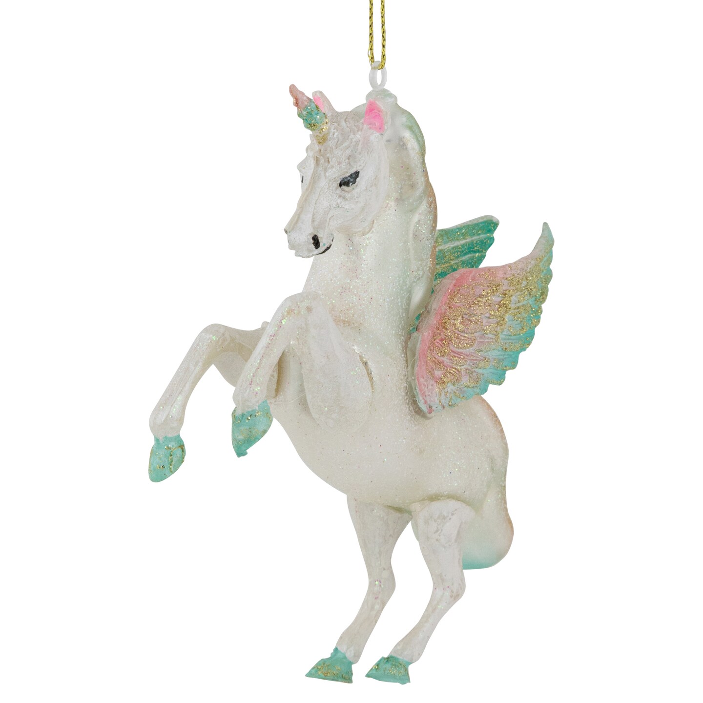 Northlight 5.25&#x22; White Unicorn Glass Christmas Ornament