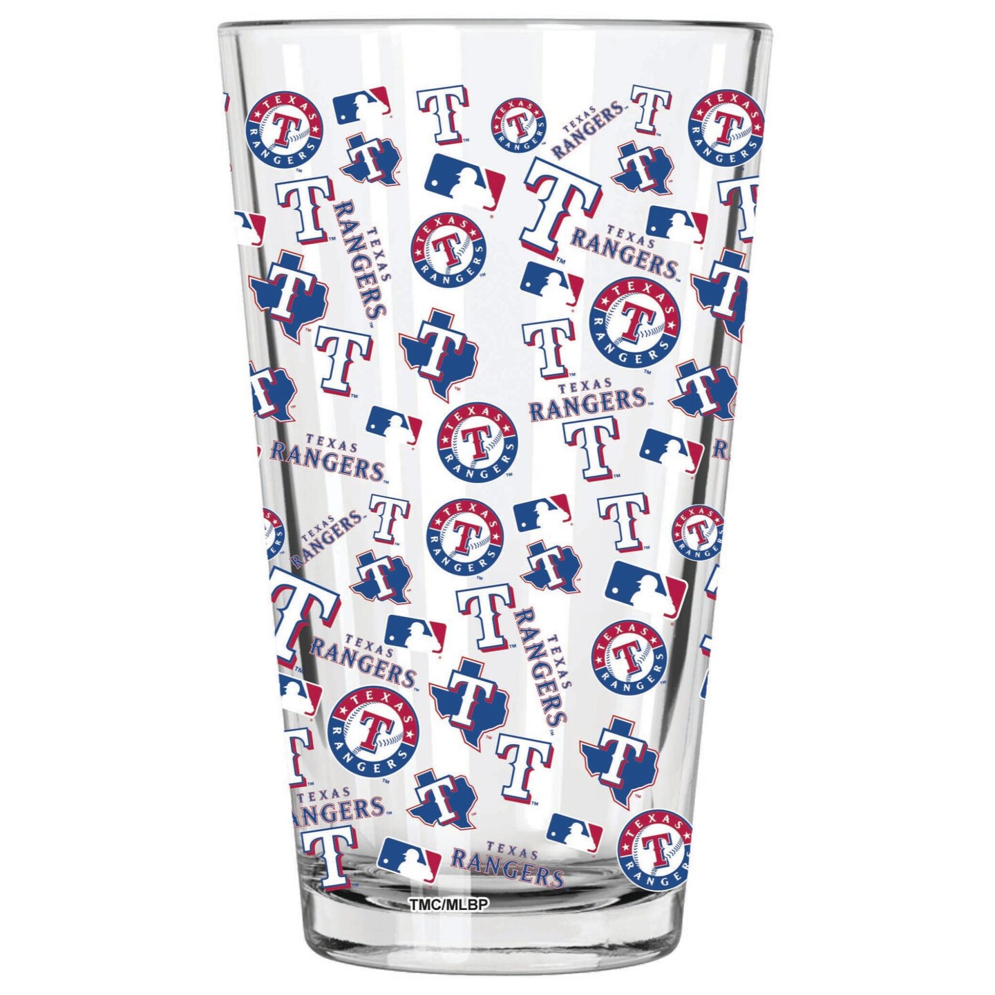 The Memory Company 5.75" Clear and Blue MLB Texas Rangers Logo Printed Pint Glass