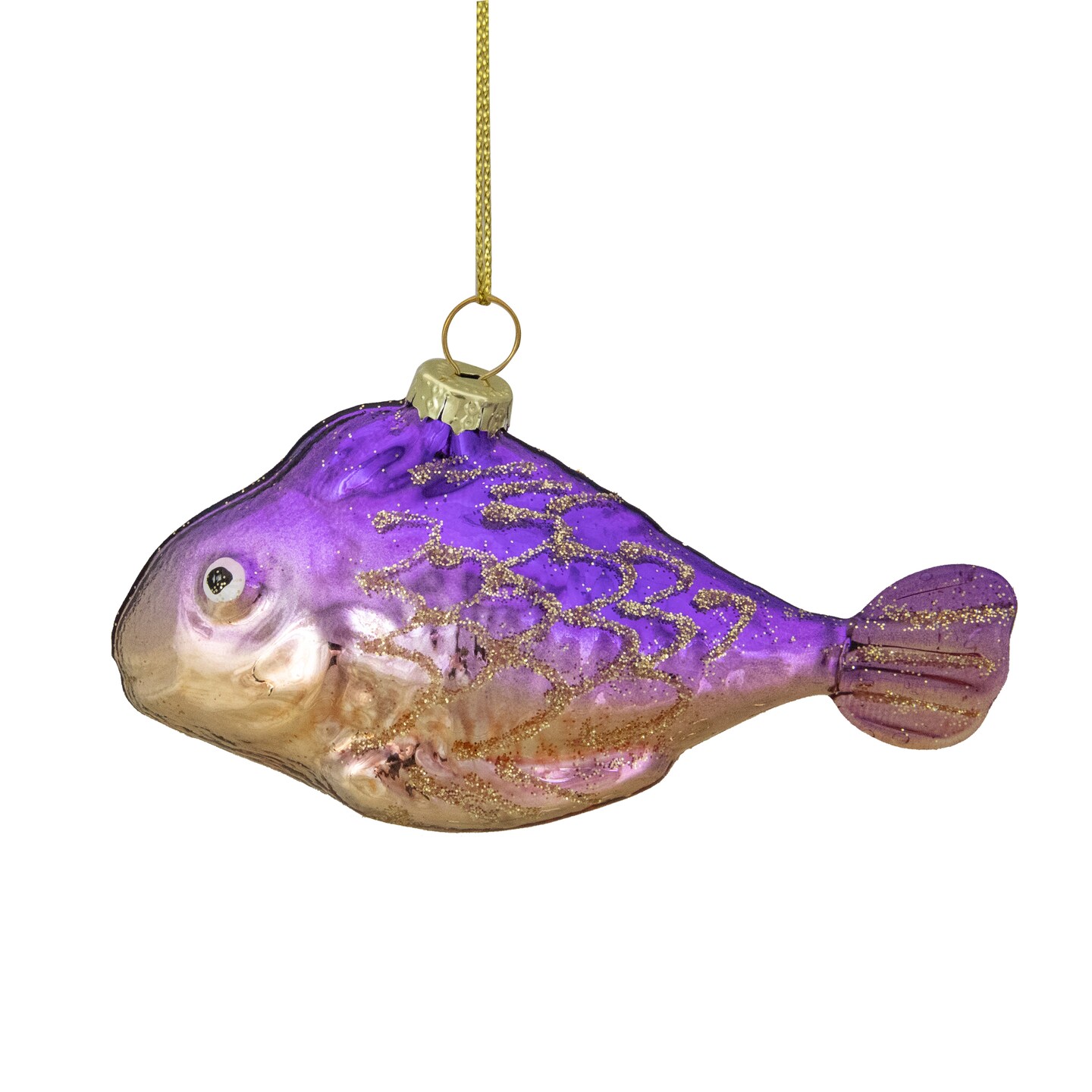 Northlight Glass Fish Christmas Ornament - 4&#x22; - Purple and Gold