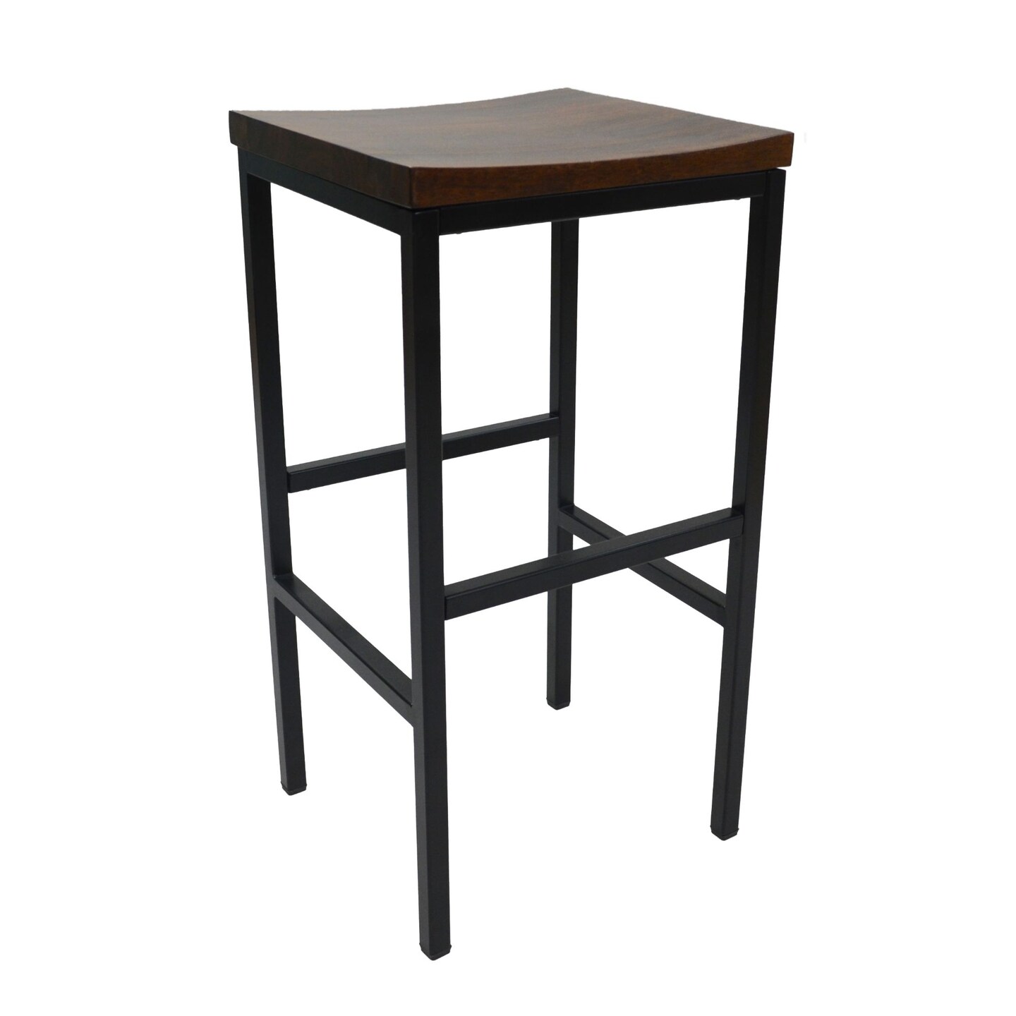 Contemporary Home Living 30&#x22; Chestnut Brown and Black Bar Stool with Saddle Seat