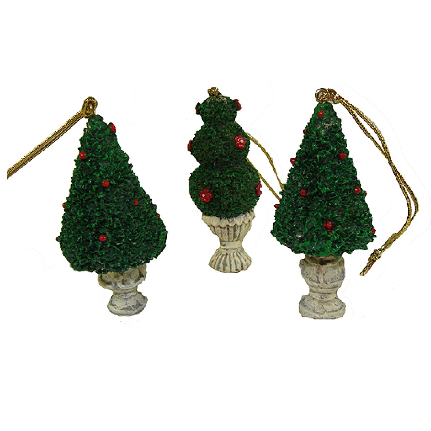 CC Christmas Decor 576ct Green and Ivory Potted Topiary Tree Christmas Ornaments 2.5&#x22;