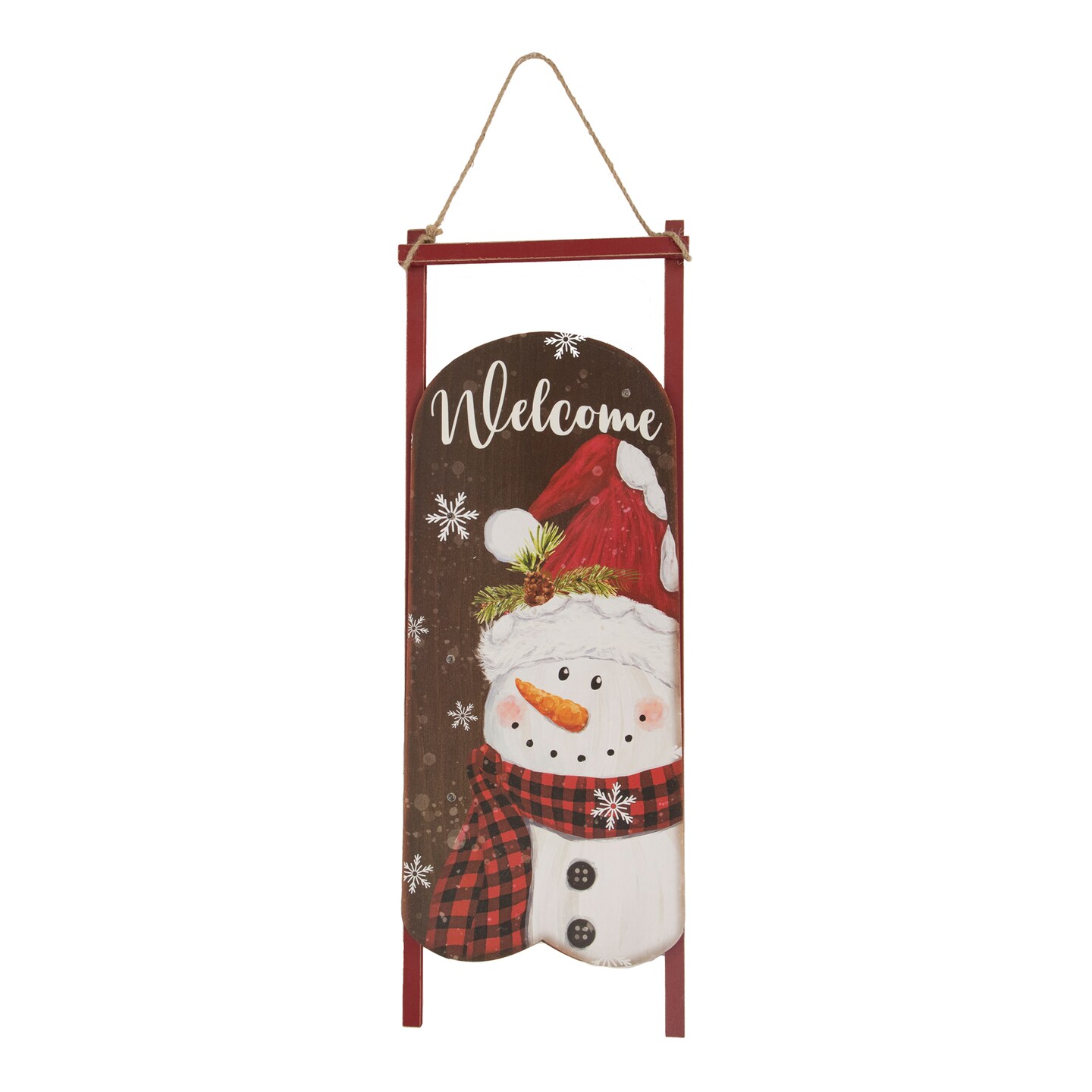 Northlight 21.75&#x22; LED Lighted &#x27;Welcome&#x27; Snowman Sled Christmas Wall Sign