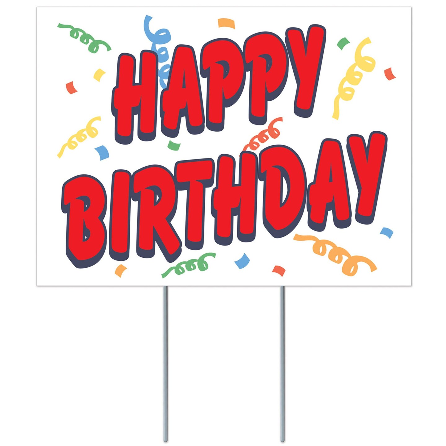 Beistle 16.5&#x22; Red, Blue, and White Rectangular &#x22;Happy Birthday&#x22; Yard Sign